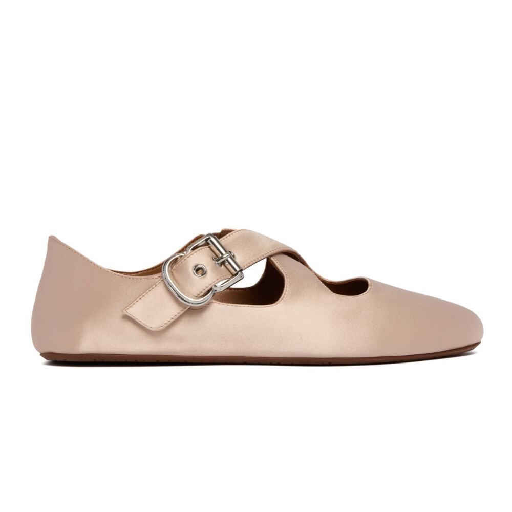 ALAIA | Criss Cross Satin Ballet Flat in Nude Baby Pink w/ Box 36